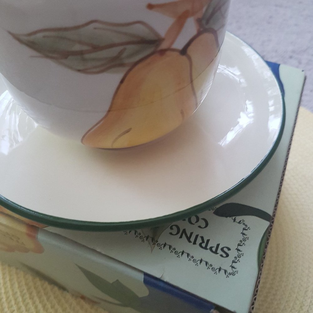Tea coffee cup & saucer , 14 oz,  , Spring Harvest Collection